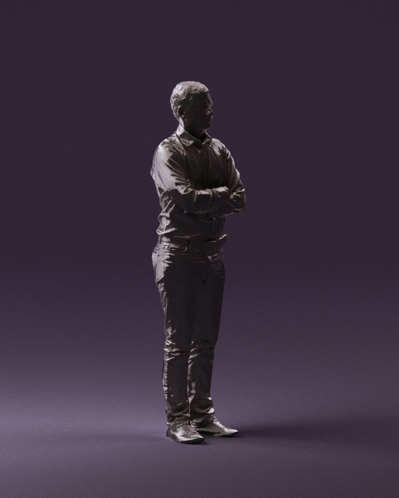 Man in white shirt close pose 0890 3D model_15