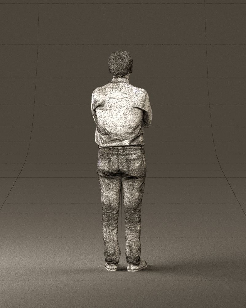 Man in white shirt close pose 0890 3D model_30