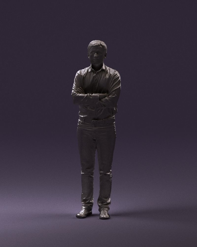 Man in white shirt close pose 0890 3D model_12