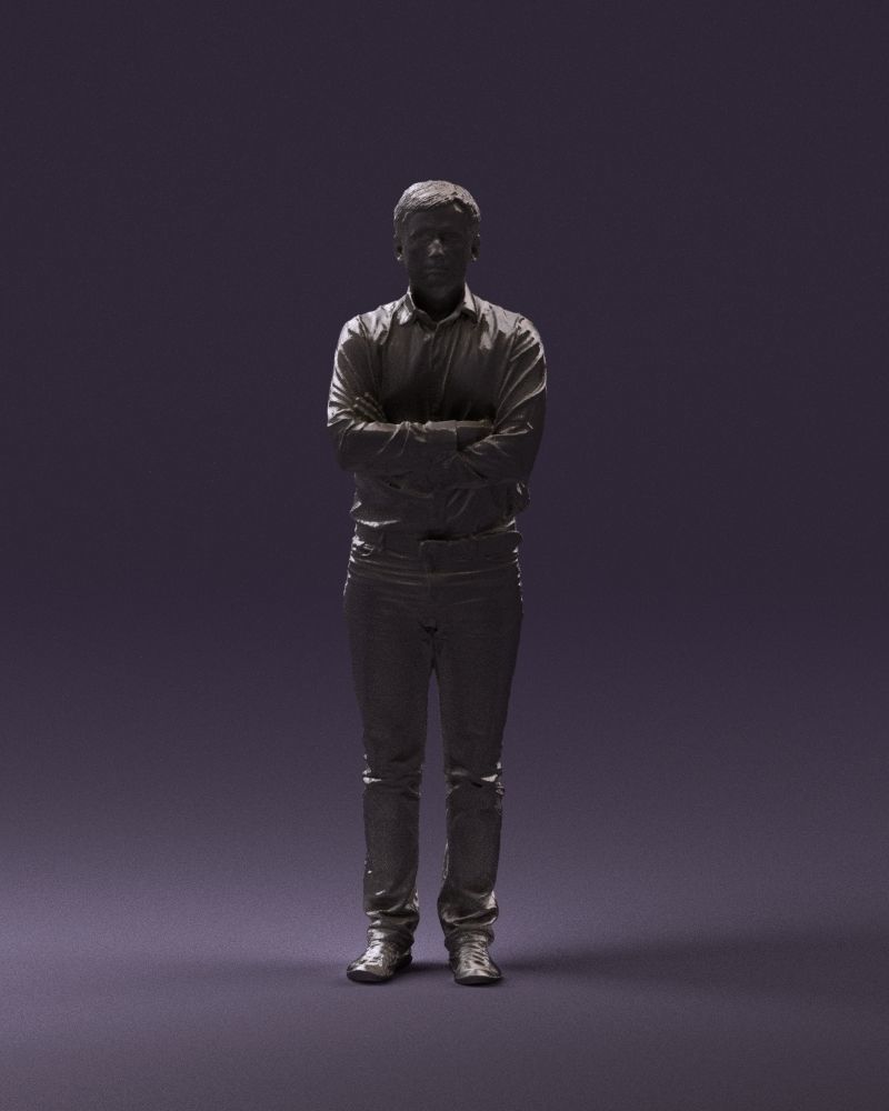 Man in white shirt close pose 0890 3D model_13