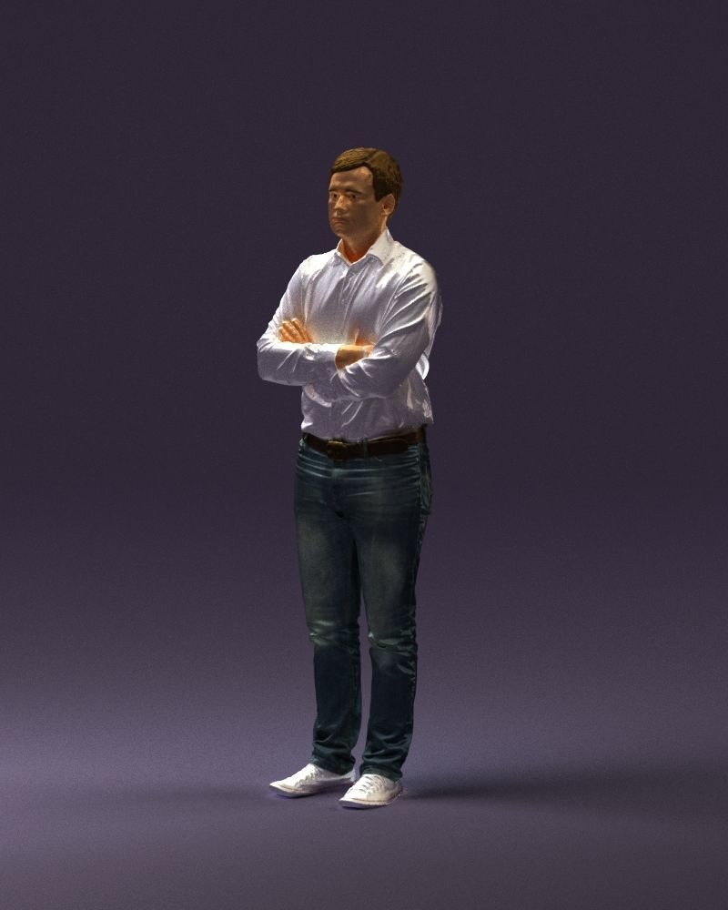 Man in white shirt close pose 0890 3D model_10