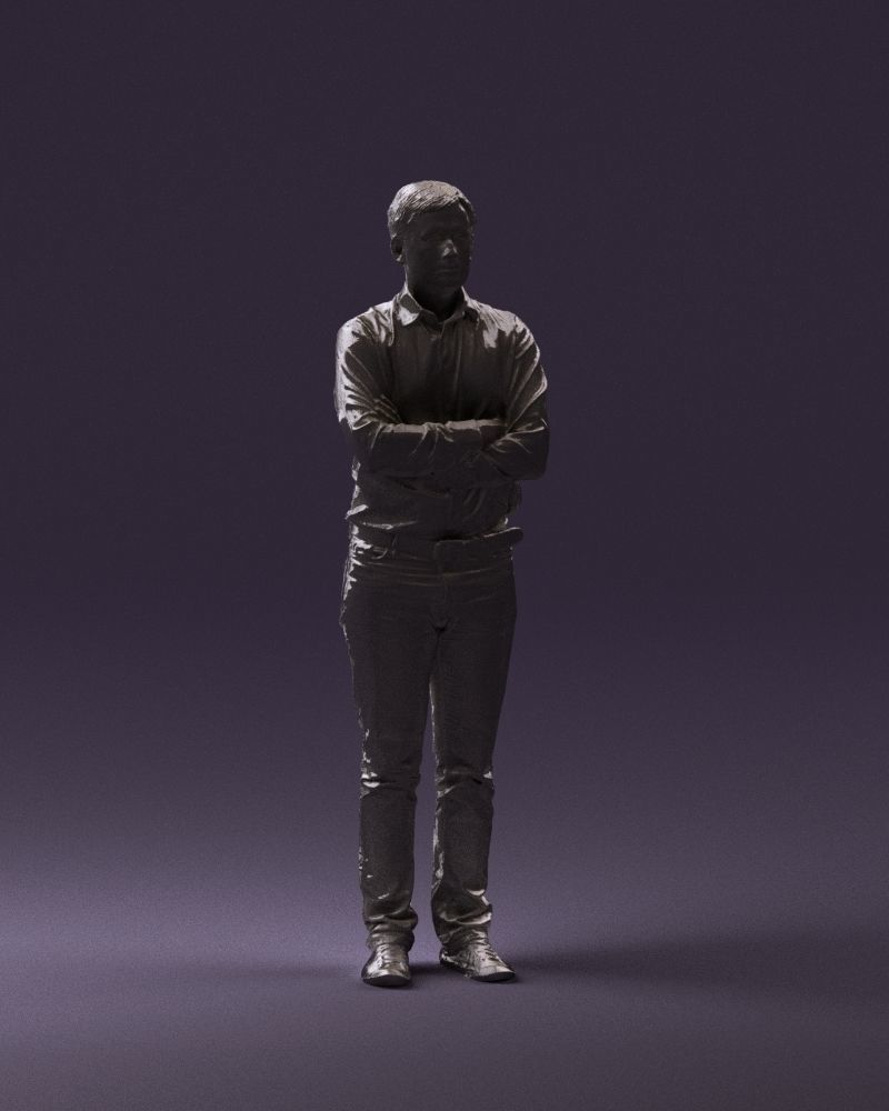 Man in white shirt close pose 0890 3D model_14