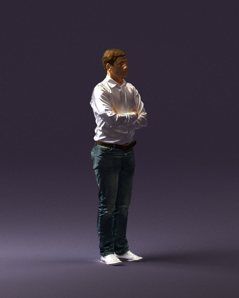 Man in white shirt close pose 0890 3D model_3
