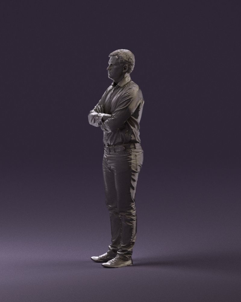 Man in white shirt close pose 0890 3D model_21