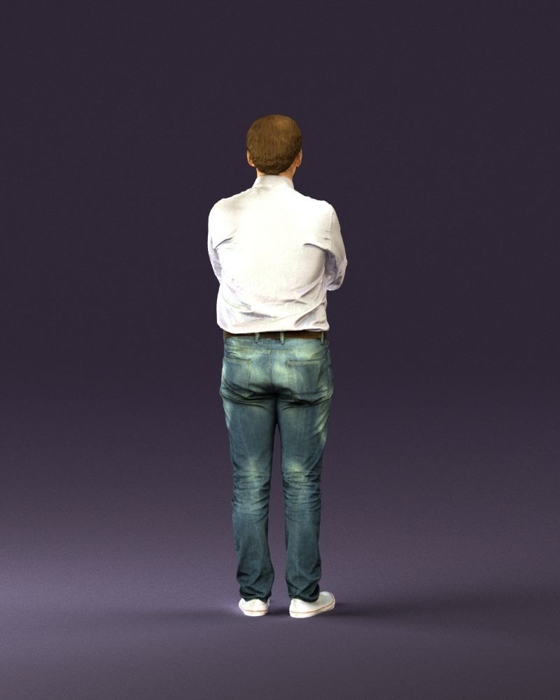 Man in white shirt close pose 0890 3D model_6