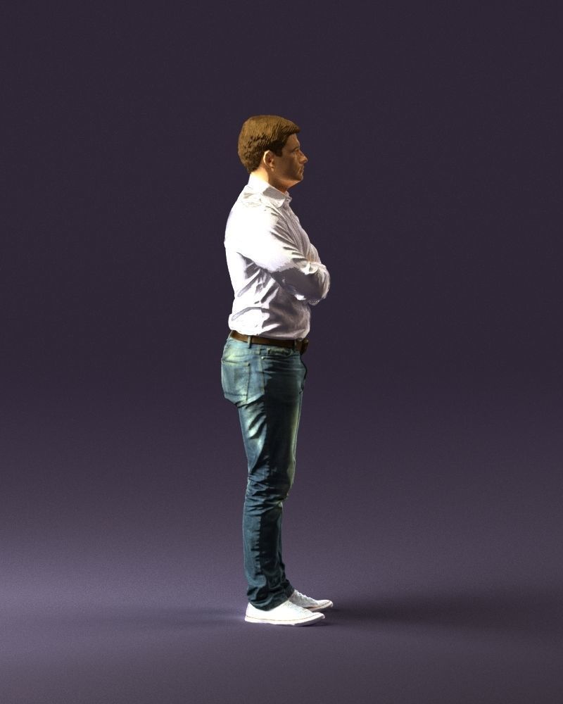 Man in white shirt close pose 0890 3D model_4