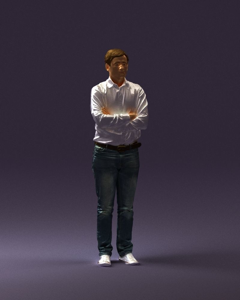 Man in white shirt close pose 0890 3D model_2