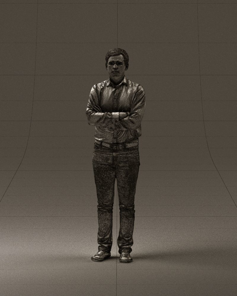 Man in white shirt close pose 0890 3D model_24