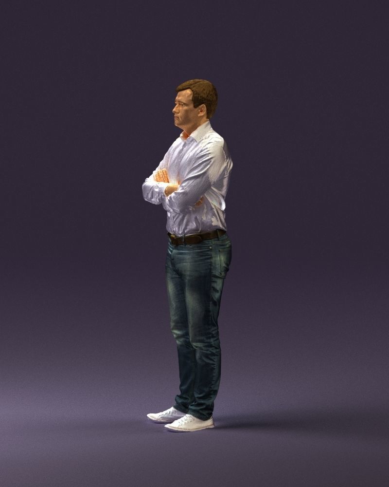 Man in white shirt close pose 0890 3D model_9