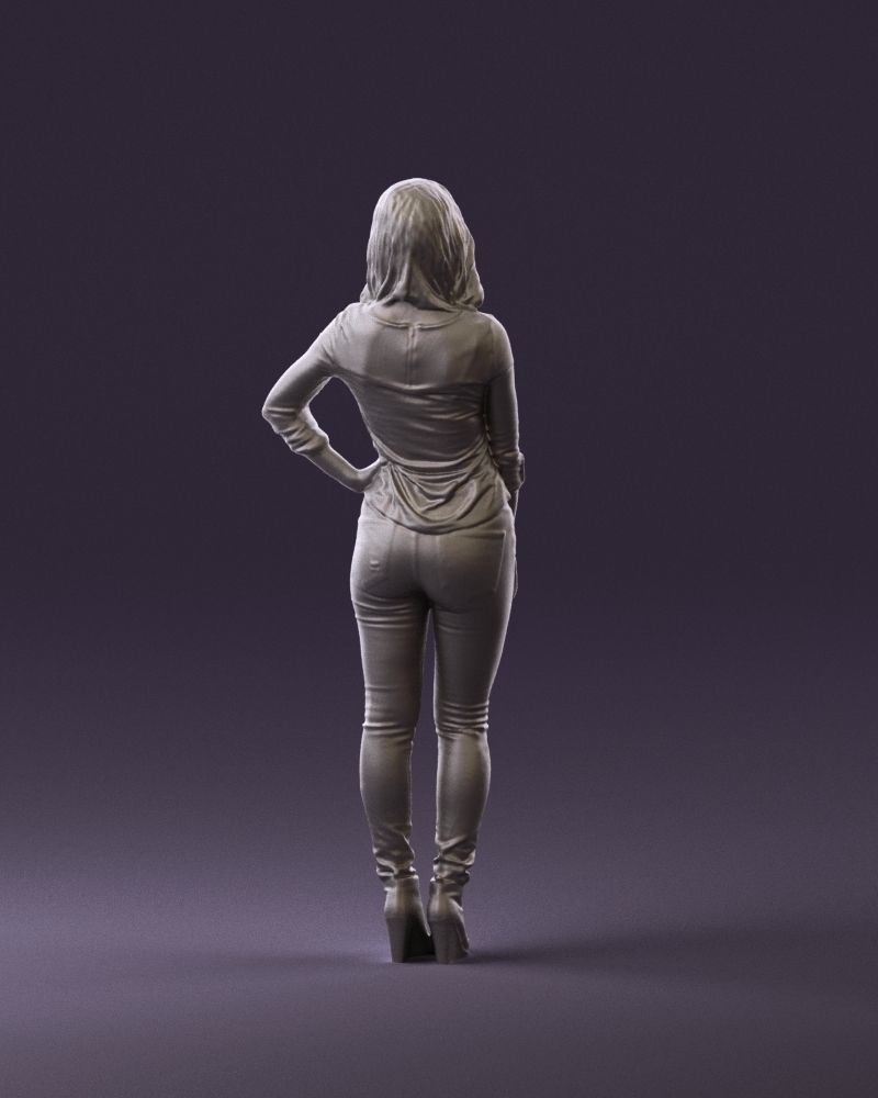 Smiling Woman in stripped whiteand red blouse 0881 3D model_18