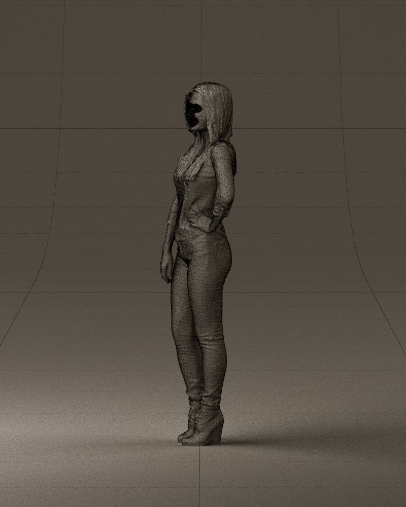 Smiling Woman in stripped whiteand red blouse 0881 3D model_33