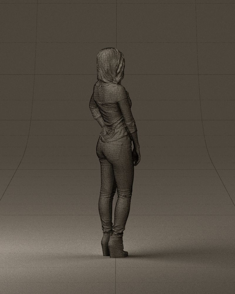 Smiling Woman in stripped whiteand red blouse 0881 3D model_29