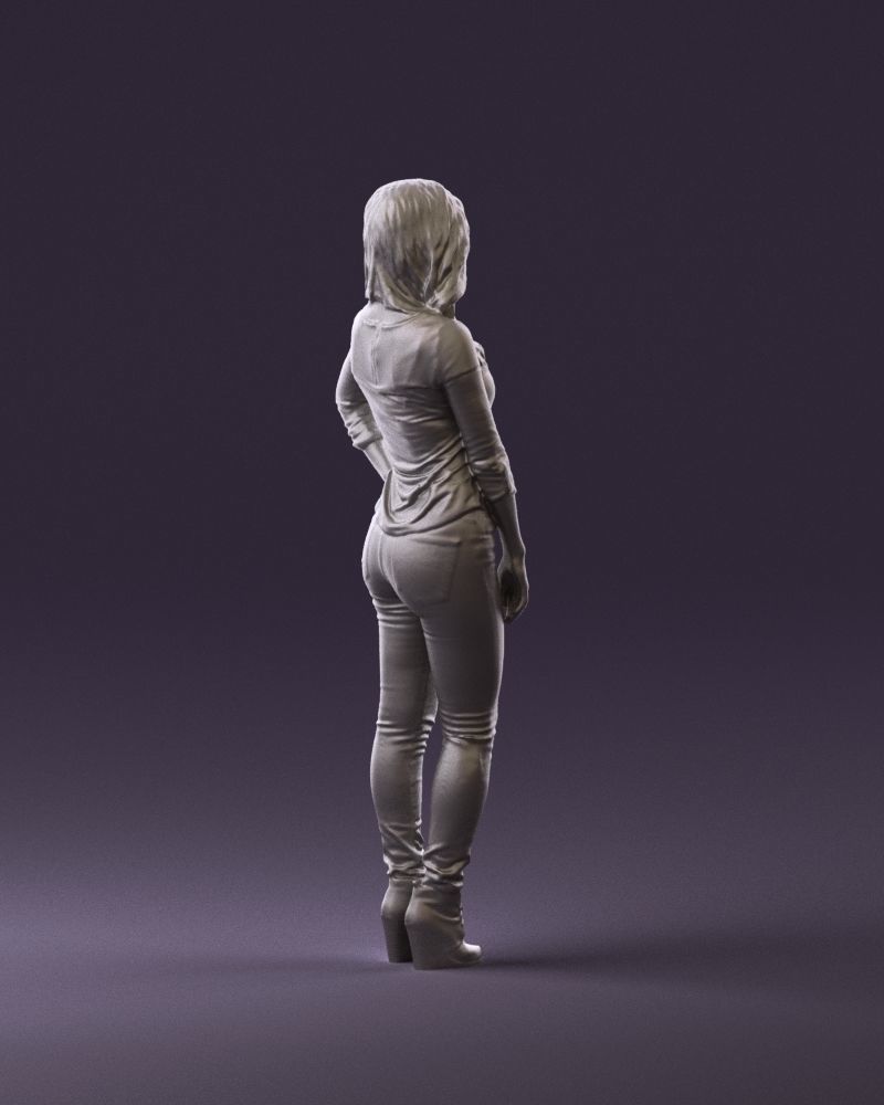 Smiling Woman in stripped whiteand red blouse 0881 3D model_17