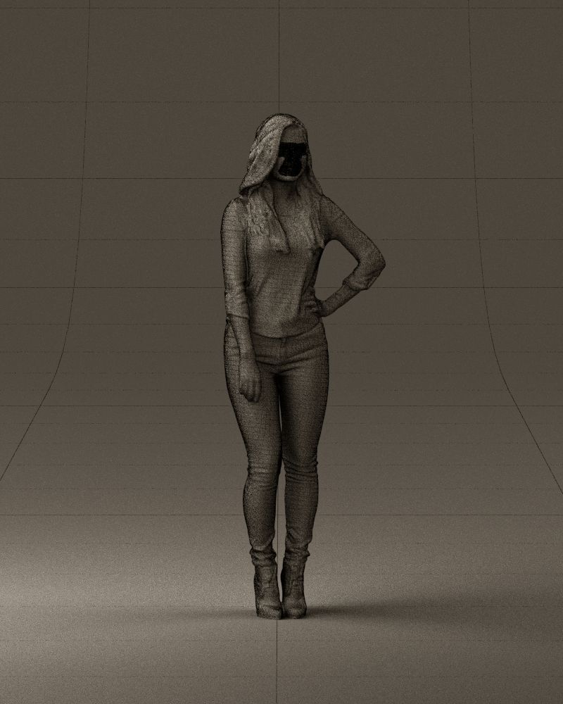 Smiling Woman in stripped whiteand red blouse 0881 3D model_26