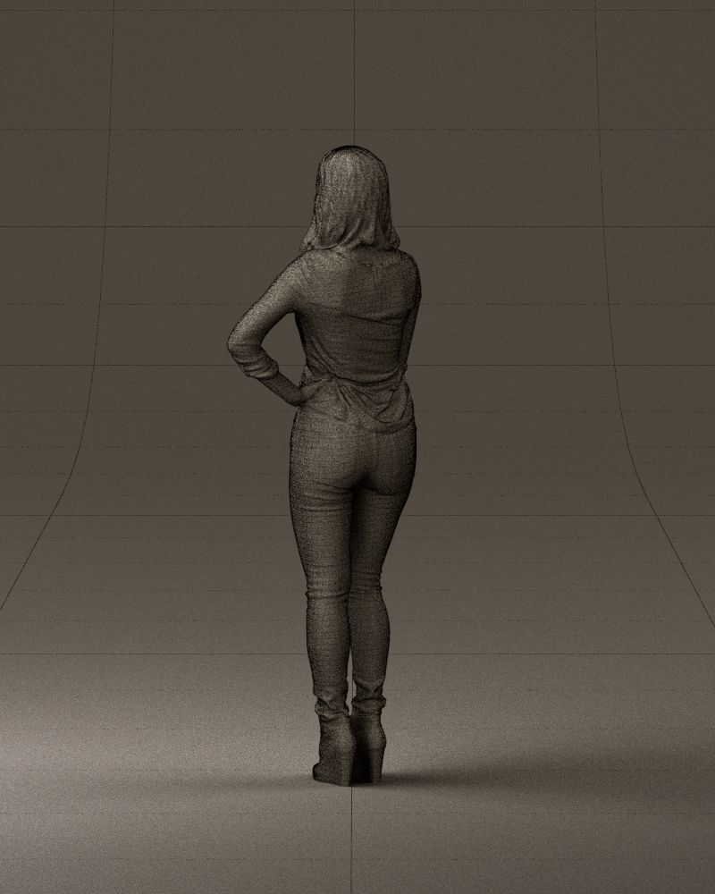 Smiling Woman in stripped whiteand red blouse 0881 3D model_31