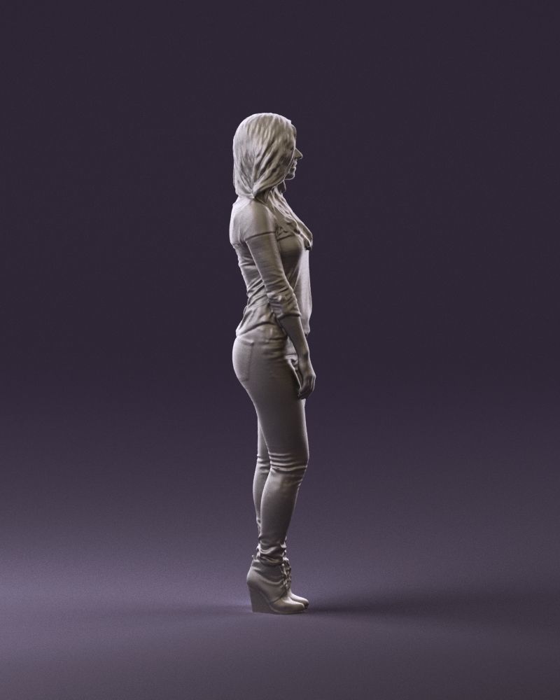 Smiling Woman in stripped whiteand red blouse 0881 3D model_16