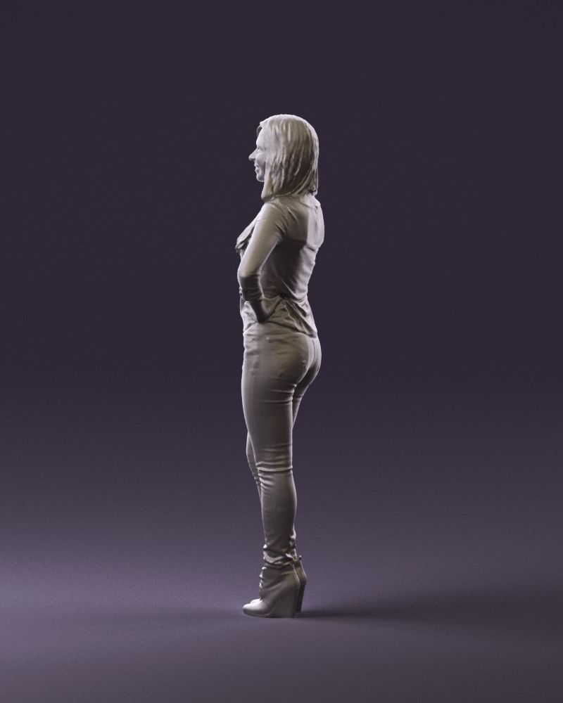 Smiling Woman in stripped whiteand red blouse 0881 3D model_20