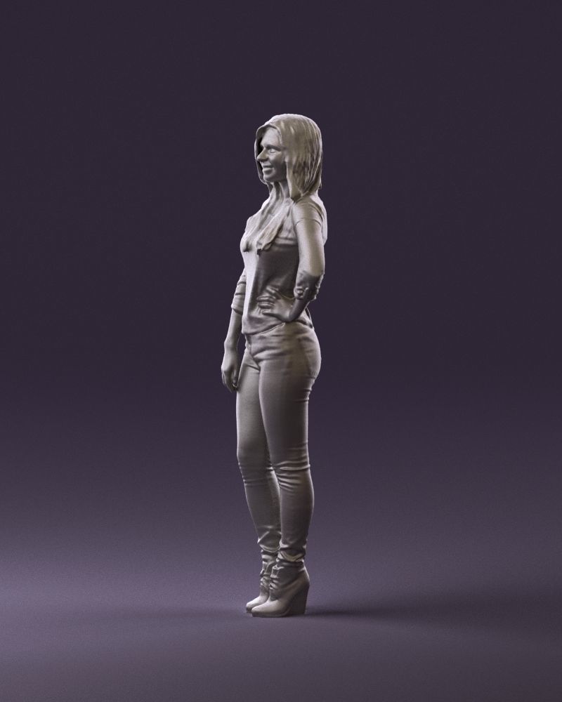 Smiling Woman in stripped whiteand red blouse 0881 3D model_21