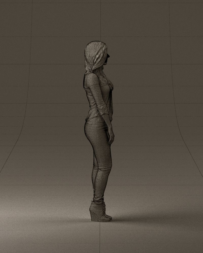 Smiling Woman in stripped whiteand red blouse 0881 3D model_28