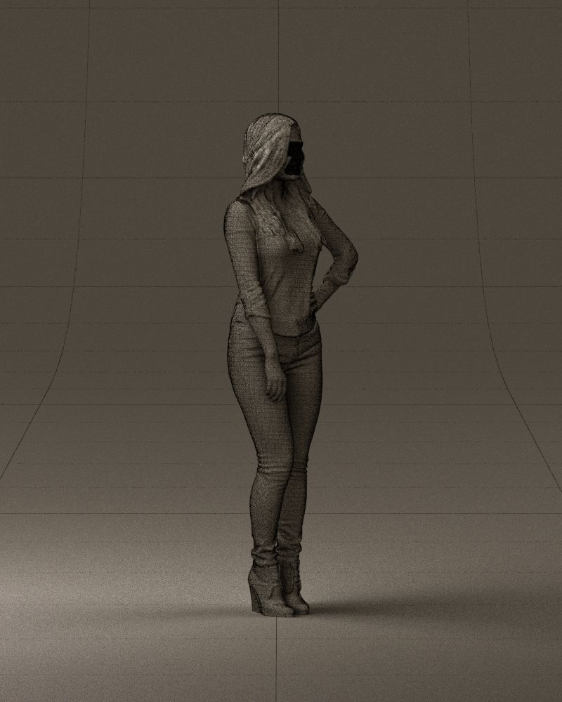 Smiling Woman in stripped whiteand red blouse 0881 3D model_27