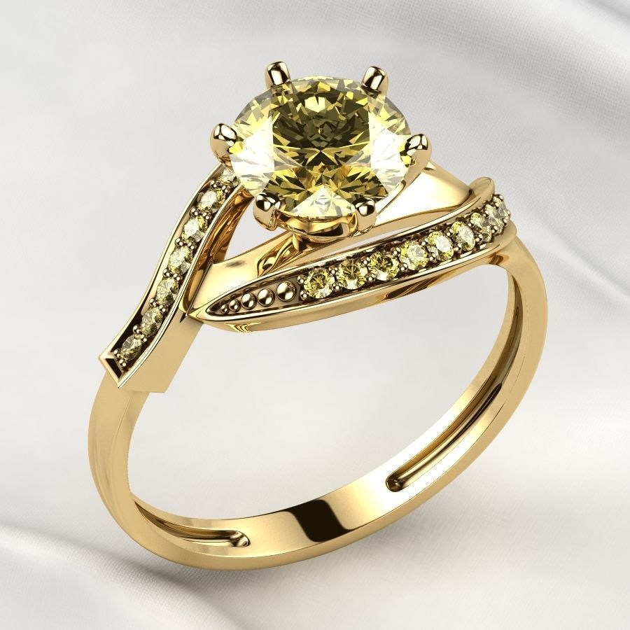 7mm Gemstone Gold Ring 3D print model_11