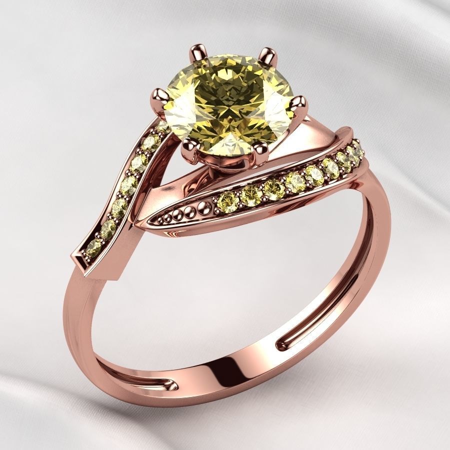 7mm Gemstone Gold Ring 3D print model_7