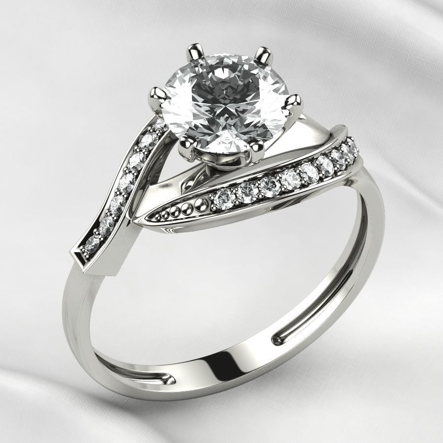 7mm Gemstone Gold Ring 3D print model_2