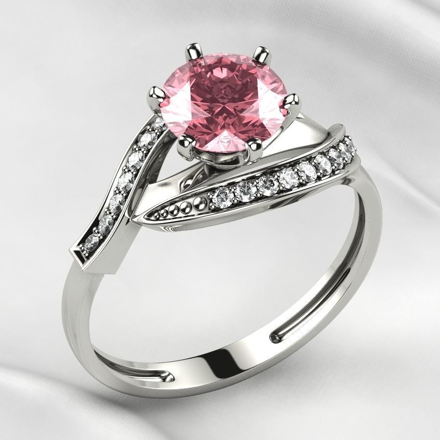 7mm Gemstone Gold Ring 3D print model_1