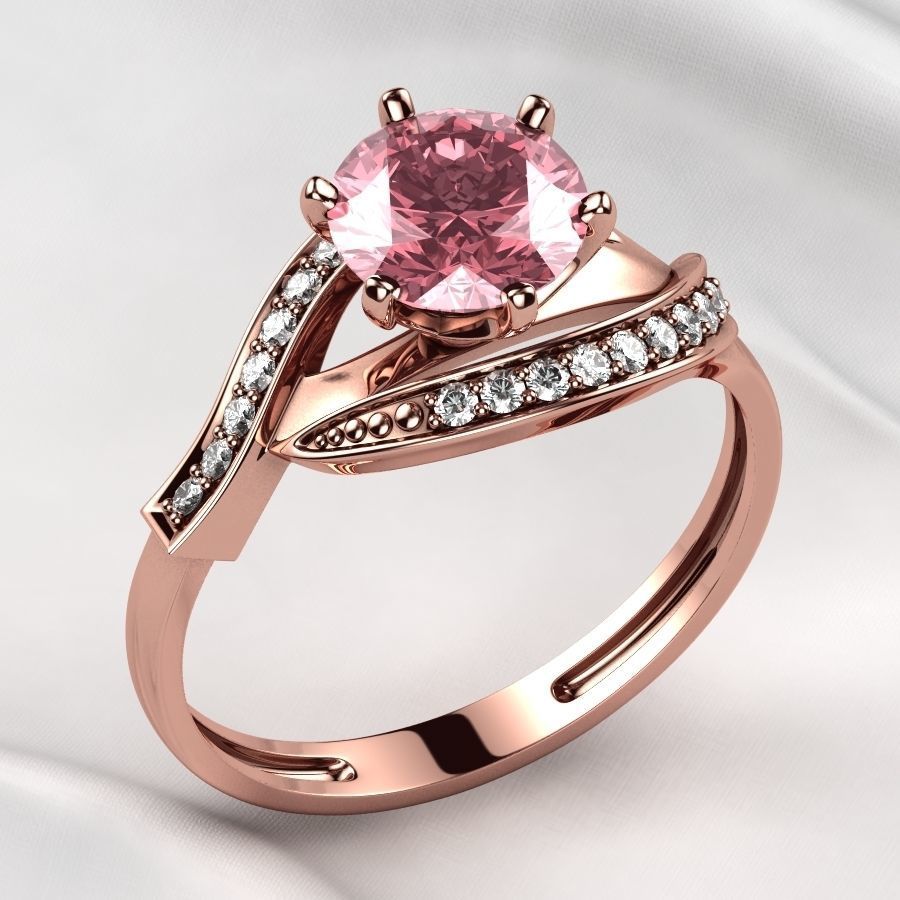 7mm Gemstone Gold Ring 3D print model_5
