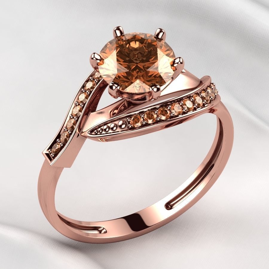 7mm Gemstone Gold Ring 3D print model_8