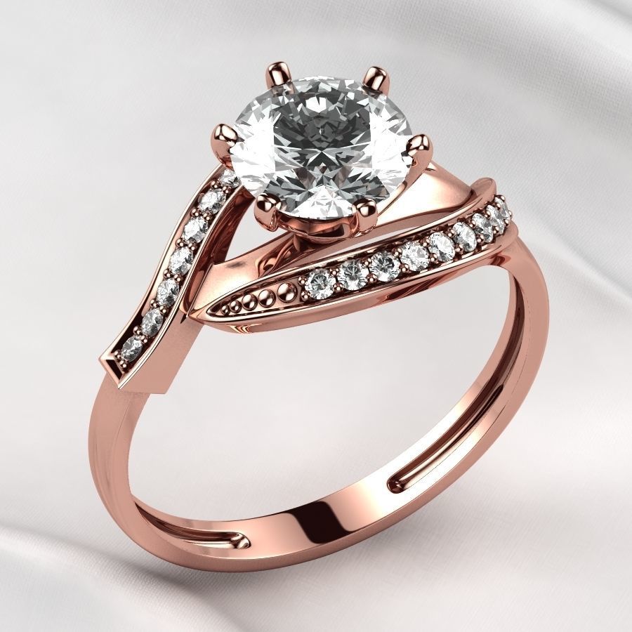 7mm Gemstone Gold Ring 3D print model_6