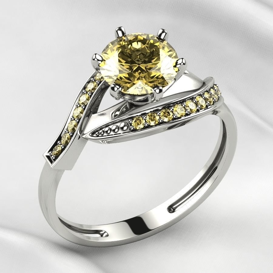 7mm Gemstone Gold Ring 3D print model_3