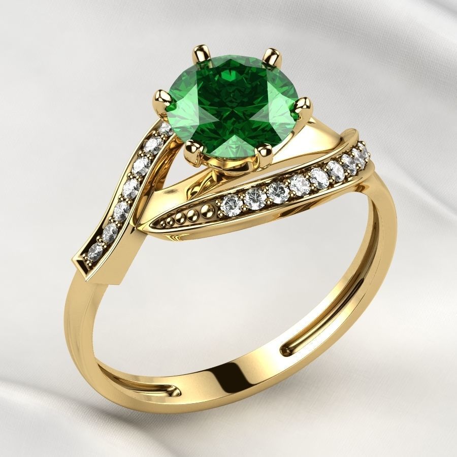 7mm Gemstone Gold Ring 3D print model_12