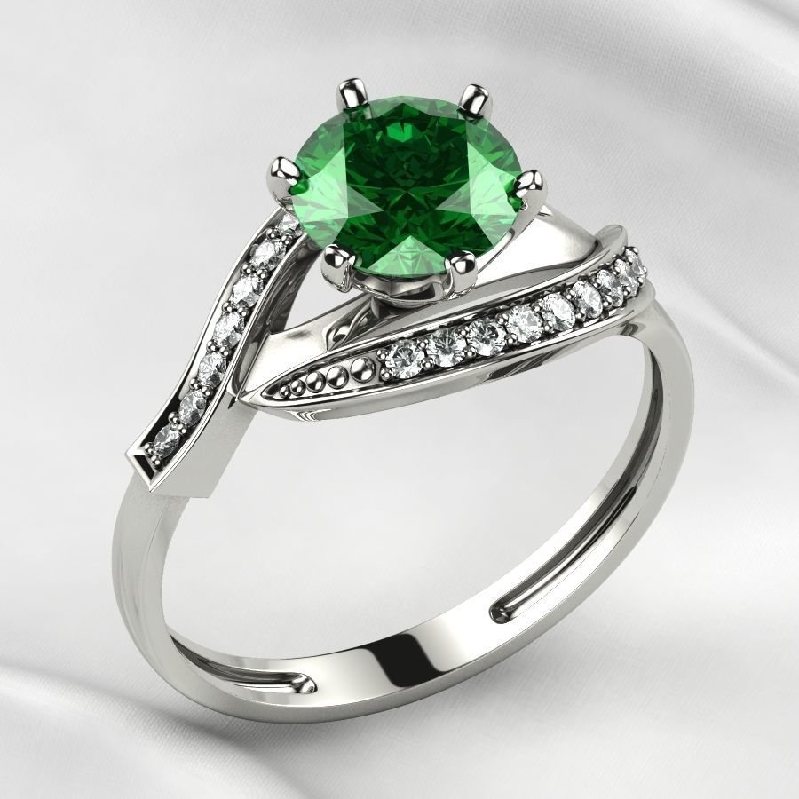 7mm Gemstone Gold Ring 3D print model_4