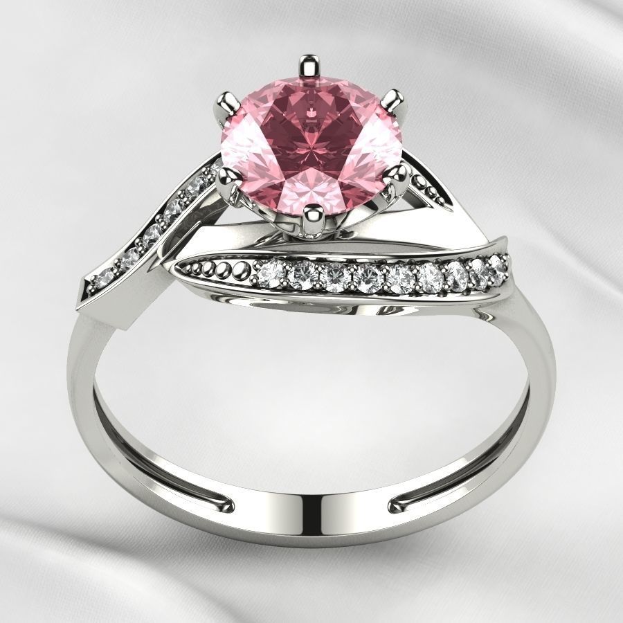 7mm Gemstone Gold Ring 3D print model_13