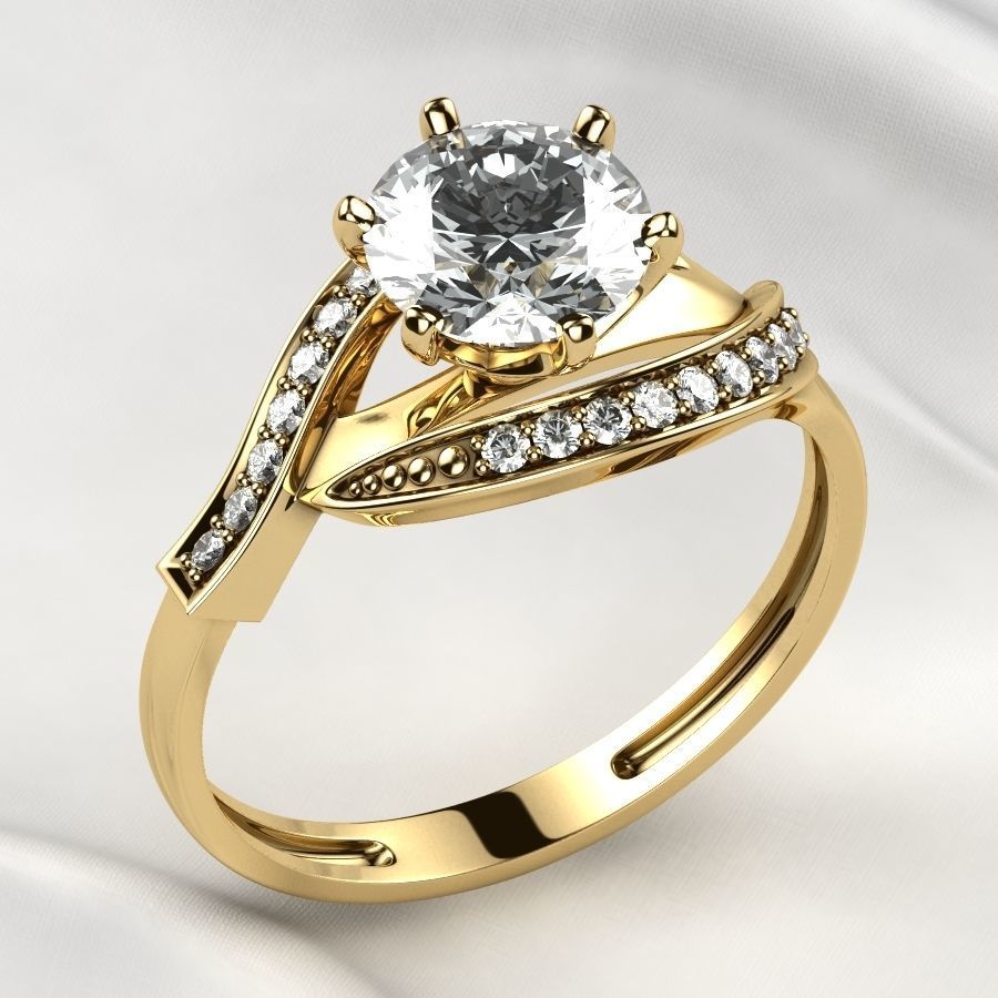 7mm Gemstone Gold Ring 3D print model_10