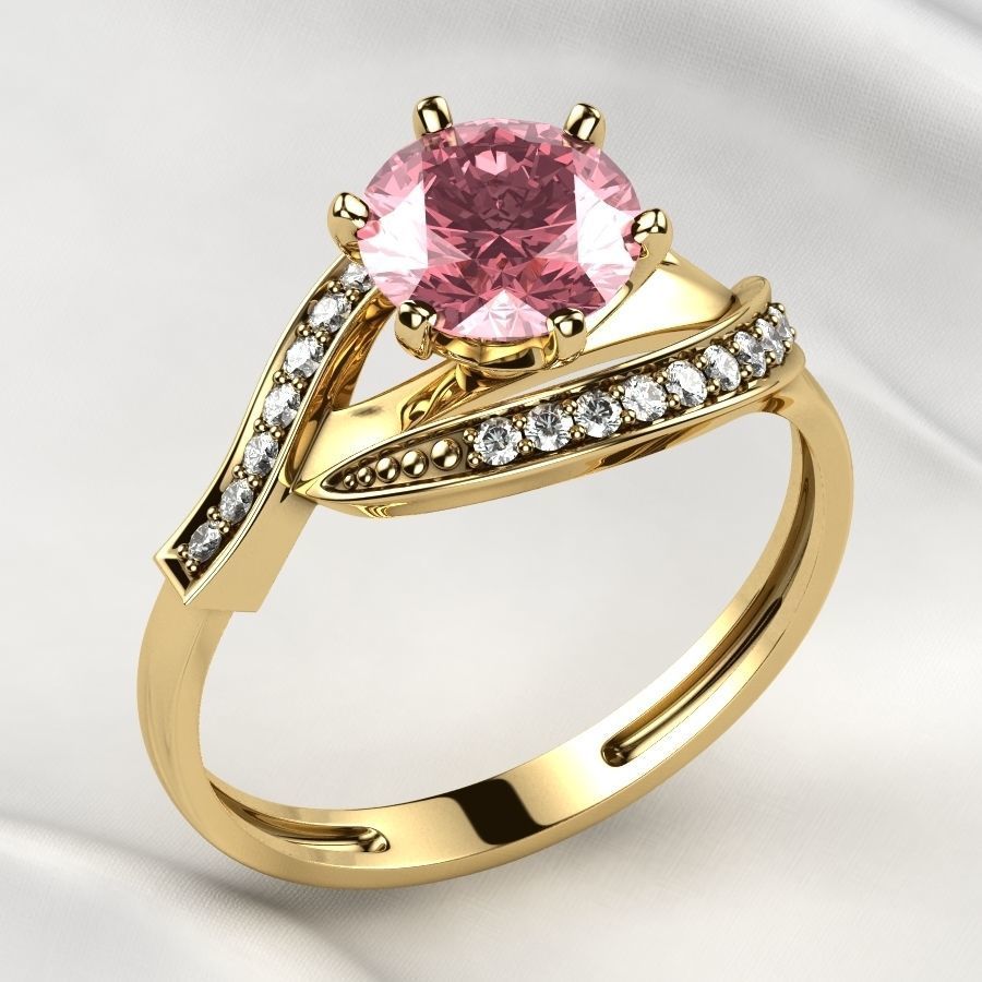 7mm Gemstone Gold Ring 3D print model_9