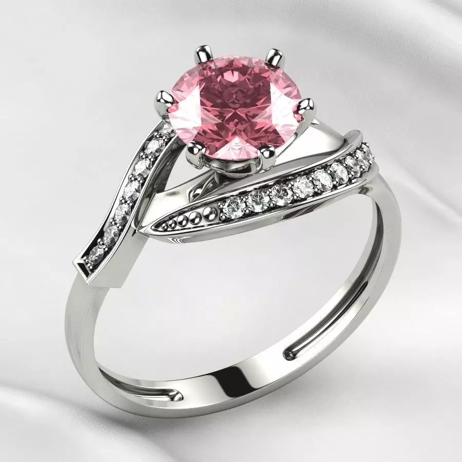 7mm Gemstone Gold Ring 3D print model_0