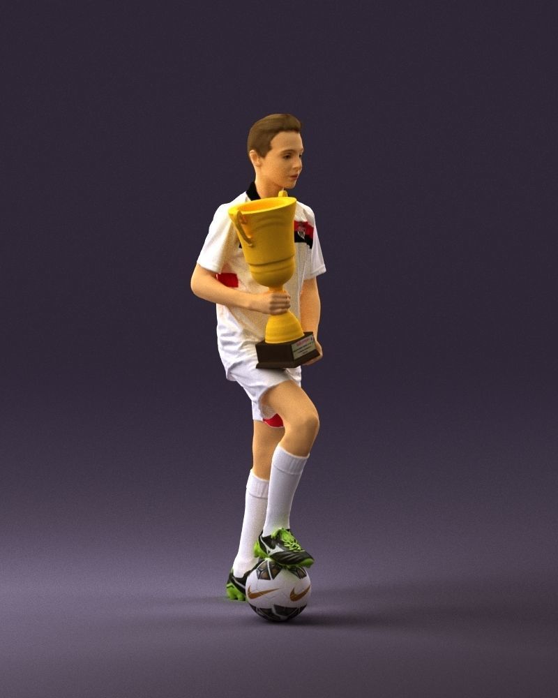 Soccer boy with cup and ball 0897 3D model_3