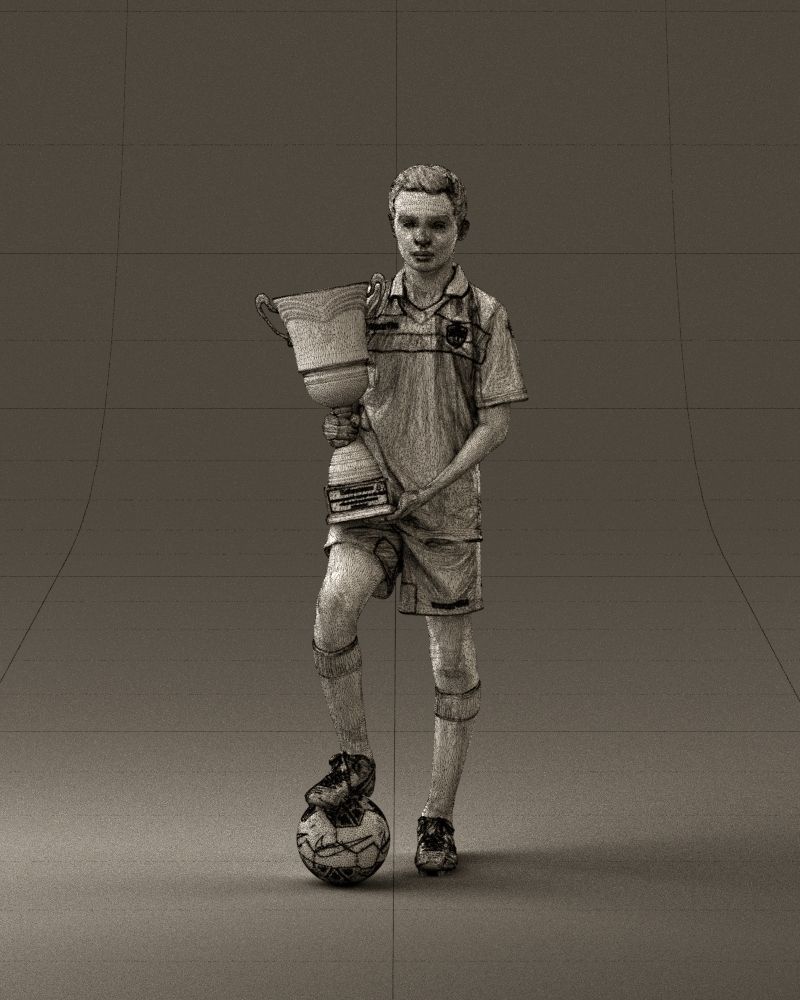 Soccer boy with cup and ball 0897 3D model_24