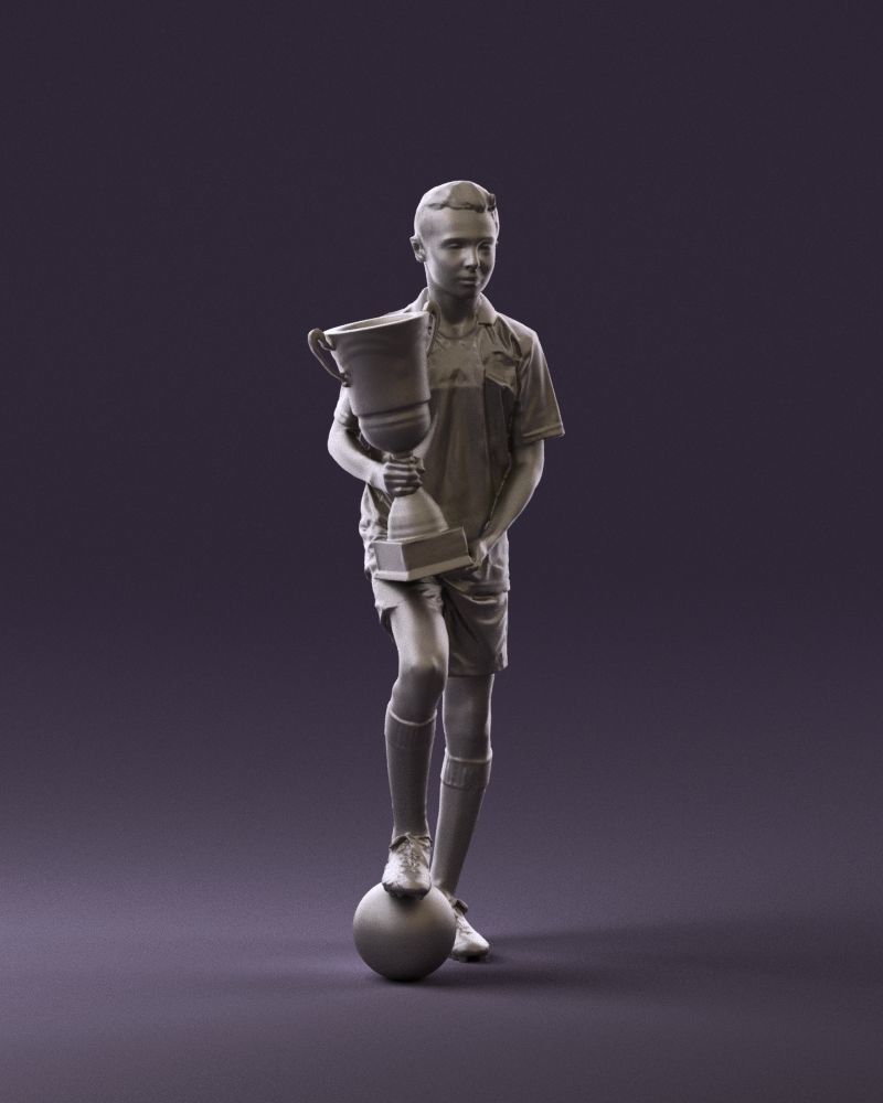 Soccer boy with cup and ball 0897 3D model_14