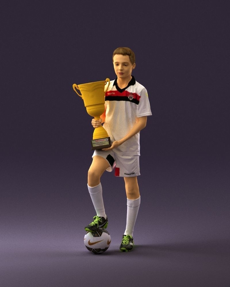 Soccer boy with cup and ball 0897 3D model_11