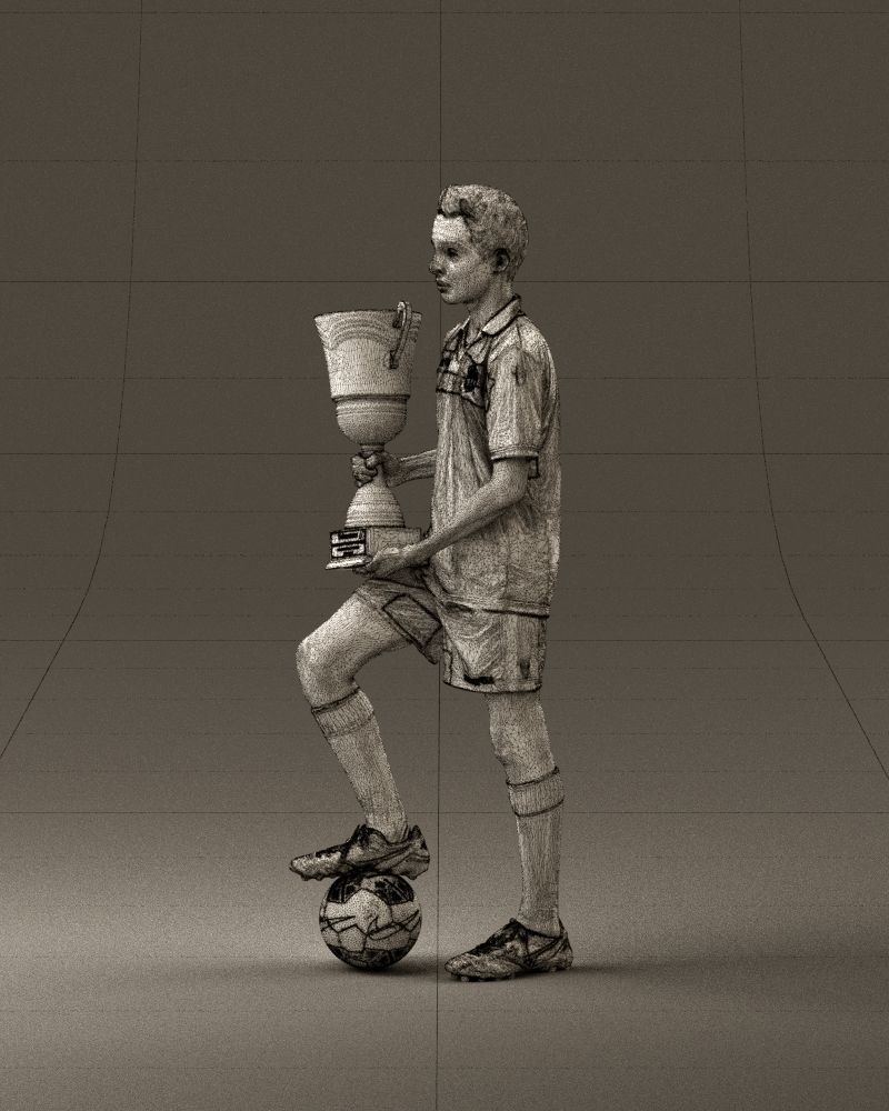 Soccer boy with cup and ball 0897 3D model_33