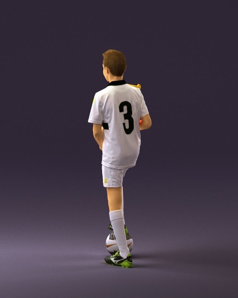 Soccer boy with cup and ball 0897 3D model_7