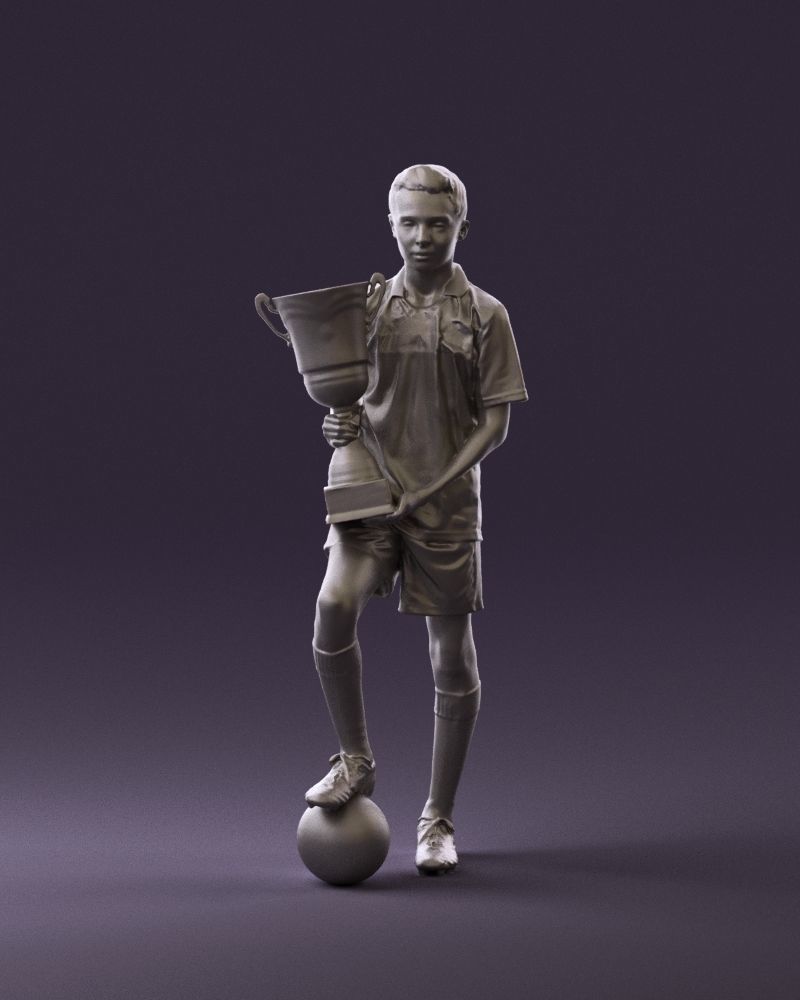 Soccer boy with cup and ball 0897 3D model_12