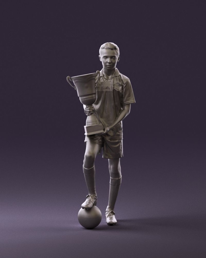 Soccer boy with cup and ball 0897 3D model_13
