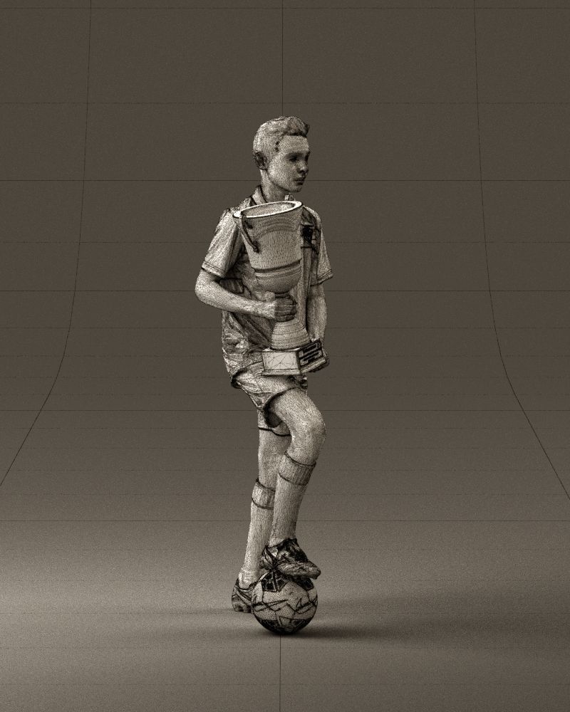 Soccer boy with cup and ball 0897 3D model_27