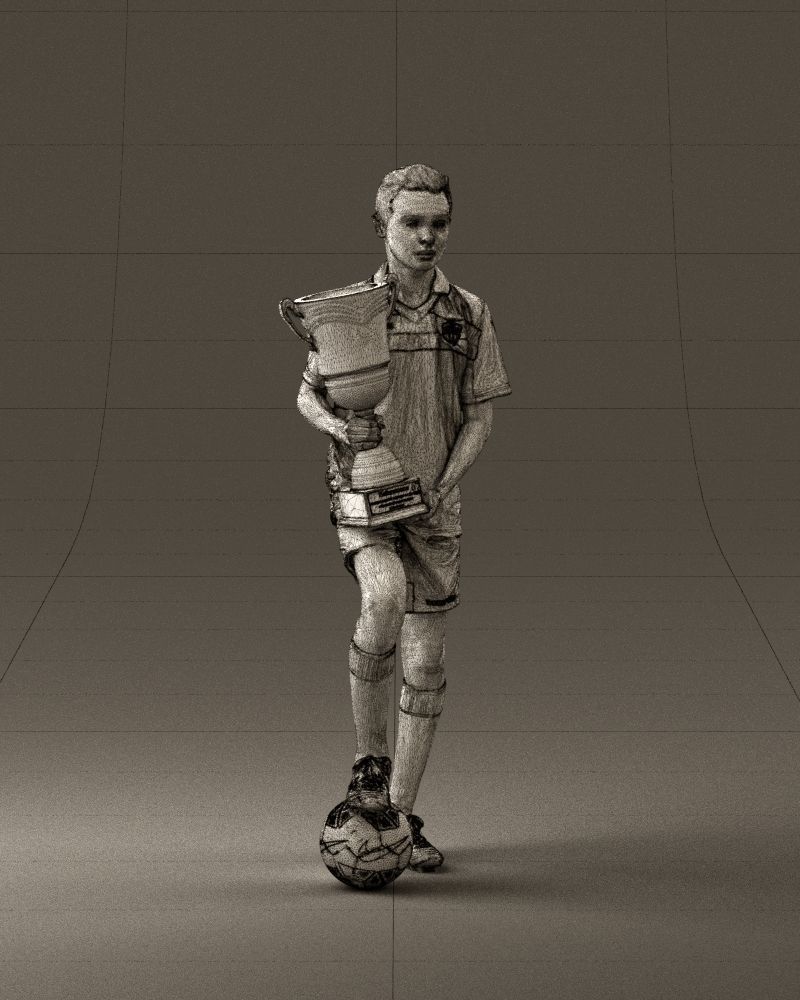 Soccer boy with cup and ball 0897 3D model_26