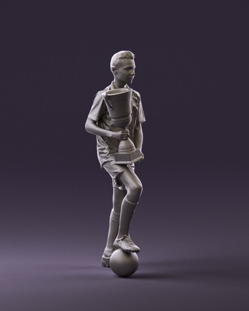 Soccer boy with cup and ball 0897 3D model_15