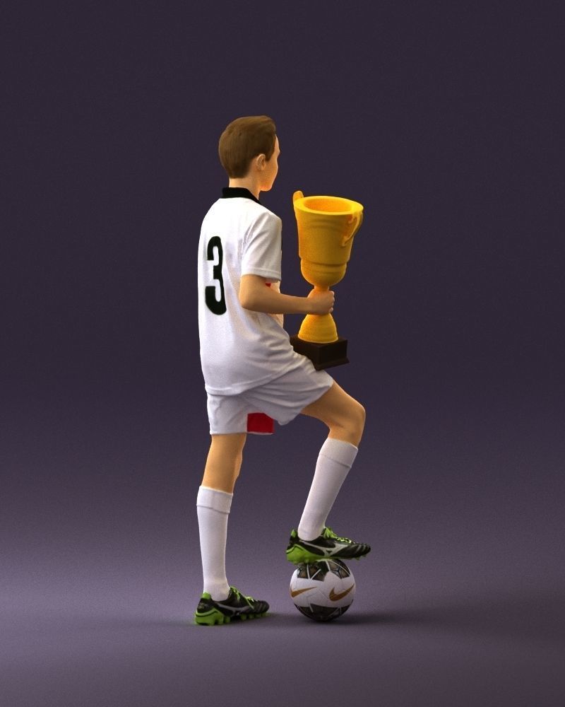 Soccer boy with cup and ball 0897 3D model_5